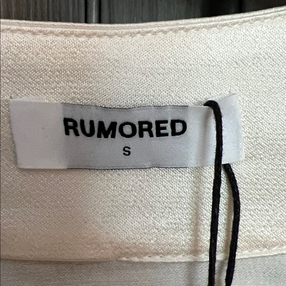 NWT! RUMORED satin wrap mini dress w slit cream S - Picture 6 of 9